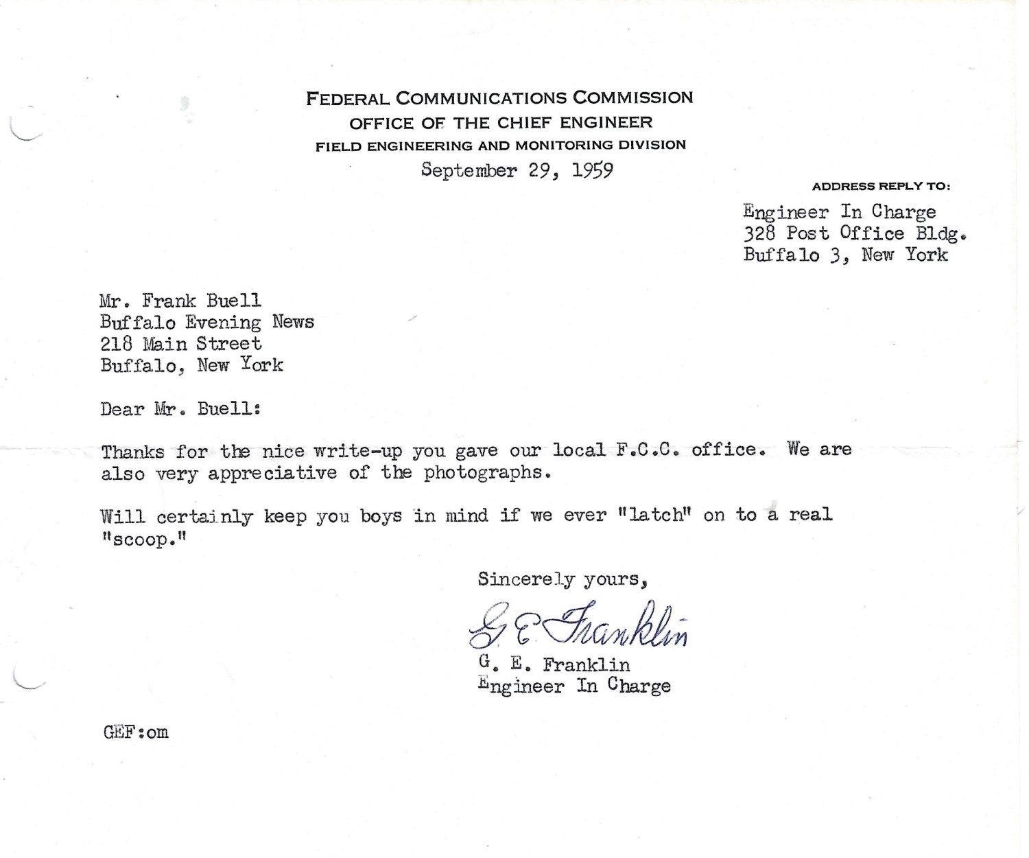 1959 - FCC letter