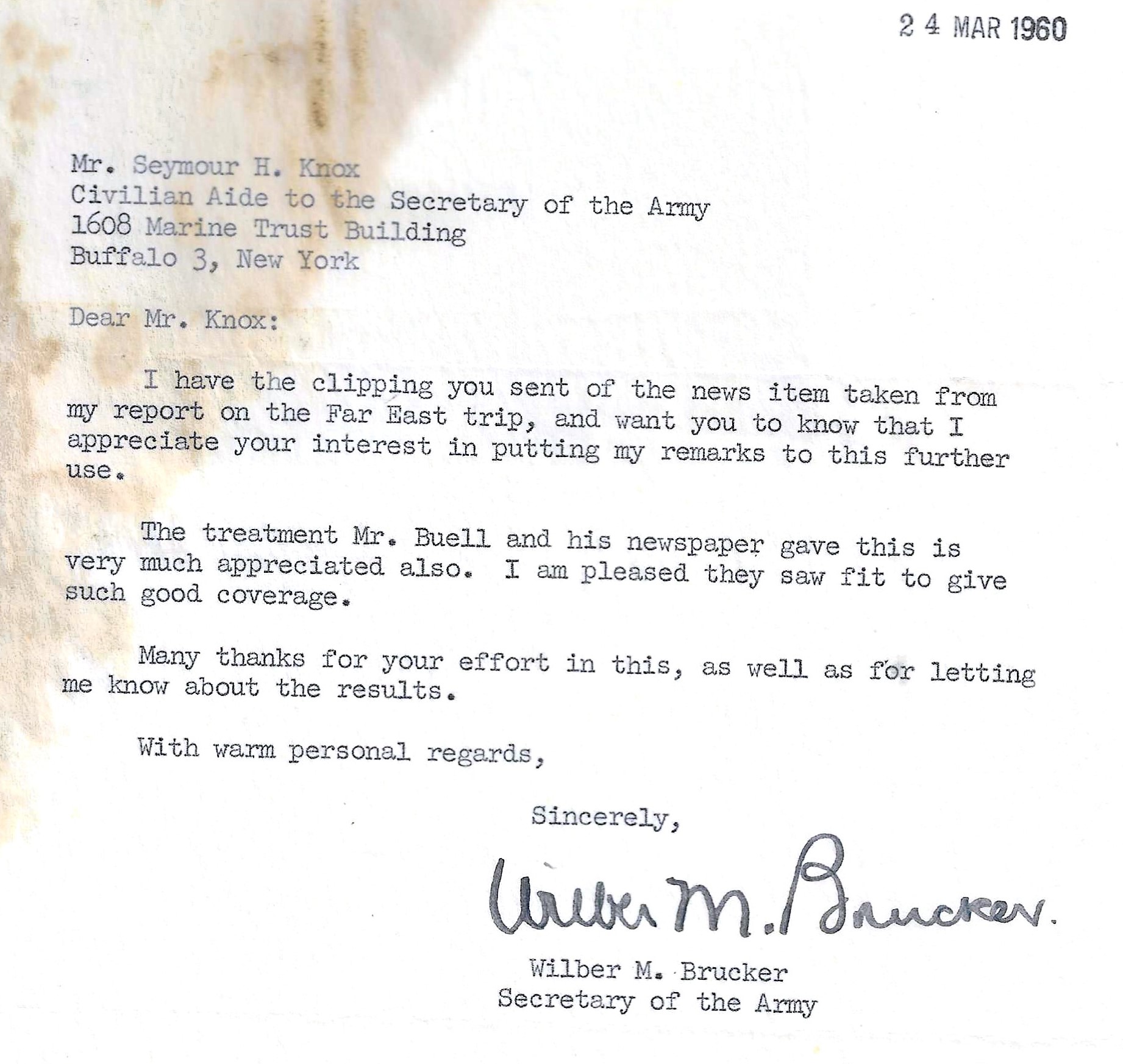 Brucker army letter