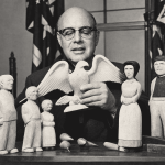 Ex City Careerist Is Handy With Figures: George T. Boyle Displays a Few Examples of His Skill (newspaper printed image enhanced by AI)